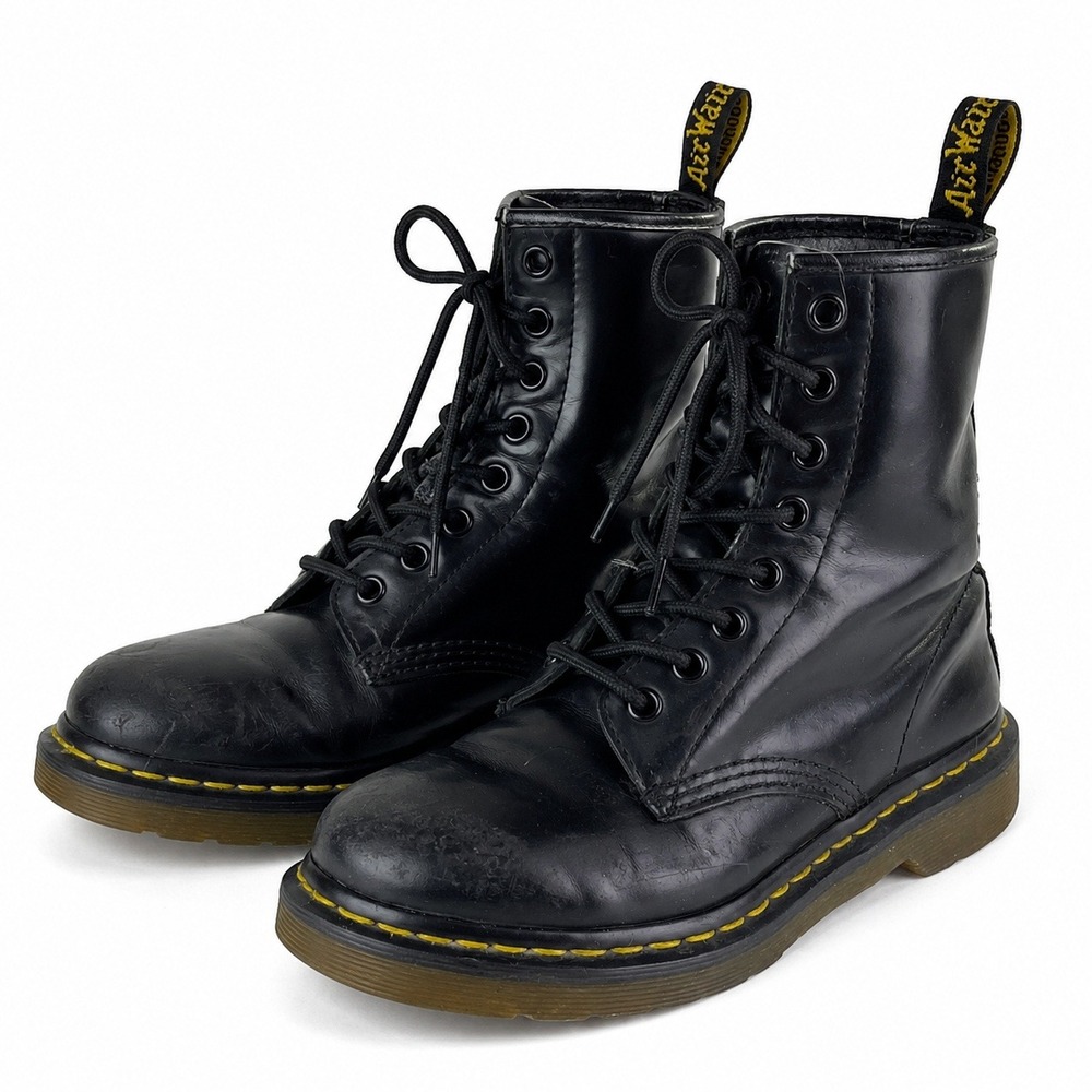Dr. Martens 1460 Combat Boots‎ Women 6 Black Leather Goth Grunge Emo Punk Biker